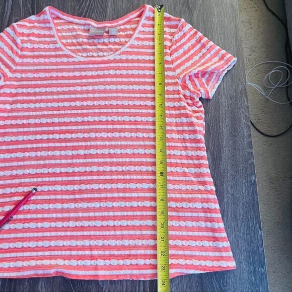 CHICOS pink/white Short sleeve top Size 1
 (Medium) lightweight top - Picture 7 of 10